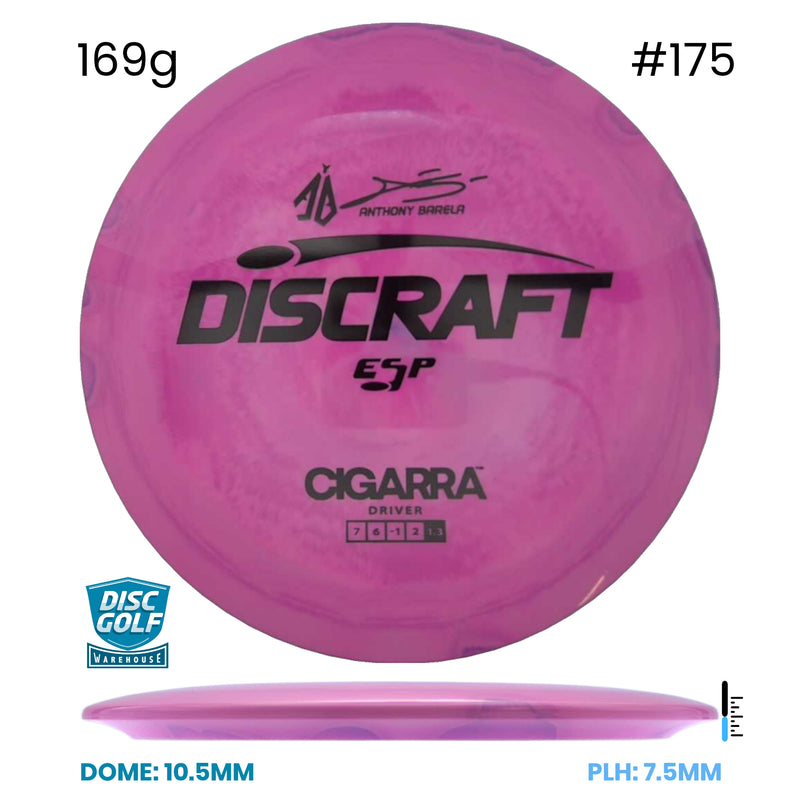 Disc Golf Warehouse Discraft Cigarra - ESP Plastic - Anthony Barela Signature Pink/Black 169g