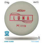 Disc Golf Warehouse Discraft Luna - Putter Line Hard White/Red Metallic 174g
