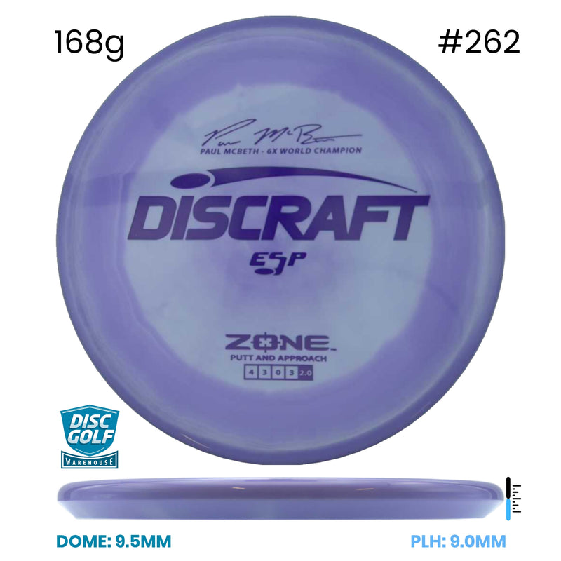 Disc Golf Warehouse Discraft Zone - ESP Paul McBeth Signiture 6X Purple/Purple Metallic 168g
