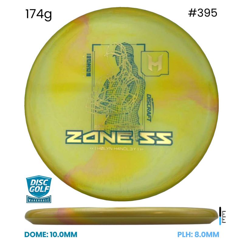 Disc Golf Warehouse Discraft Zone SS - Special Blend Plastic - Holyn Handley 2026 Tour Series Yellow/Green Metallic, Silver 174g