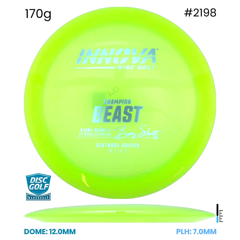 Disc Golf Warehouse Innova Beast  - Champion Signiture Barry Schultz Yellow/Blue Metallic 170g
