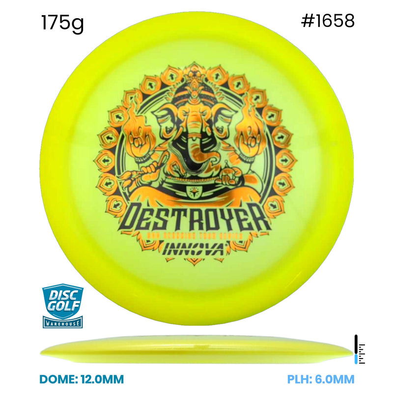 Disc Golf Warehouse Innova Destroyer - Proto Glow Halo Champion Plastic - Ohn Scoggins 2026 Tour Series Yellow/Multicolor 175g