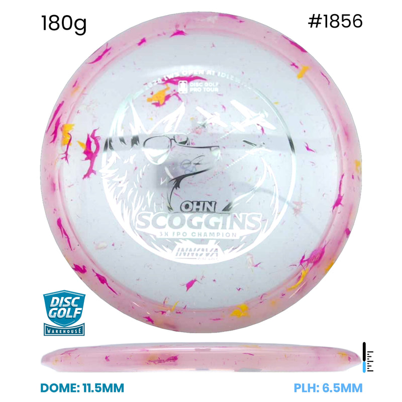 Disc Golf Warehouse Innova Fox - Party Time Plastic - Ohn Scoggins Commemorative Edition Pink/Silver 180g