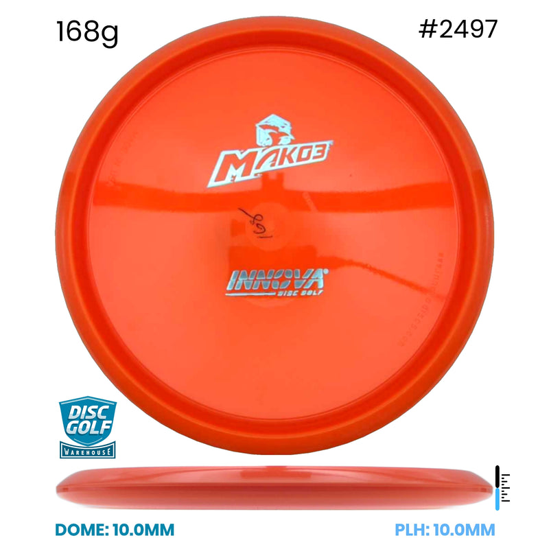 Disc Golf Warehouse Innova Mako3 - Star Plastic - Bottom Stamp Orange/Silver 168g