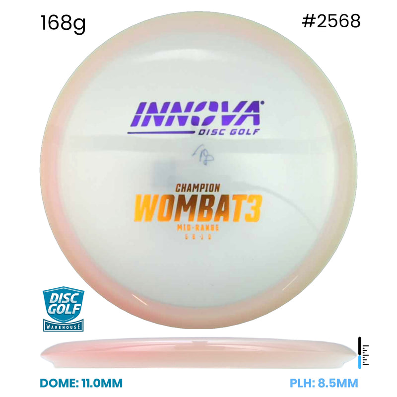 Disc Golf Warehouse Innova Wombat3 - Champion Plastic Clear/Purple Metallic, Gold 168g