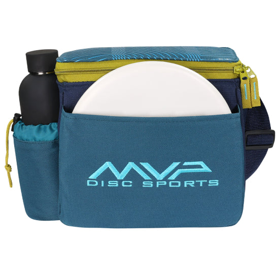 MVP Cell disc golf bag in Sand and Ocean Blue, front view